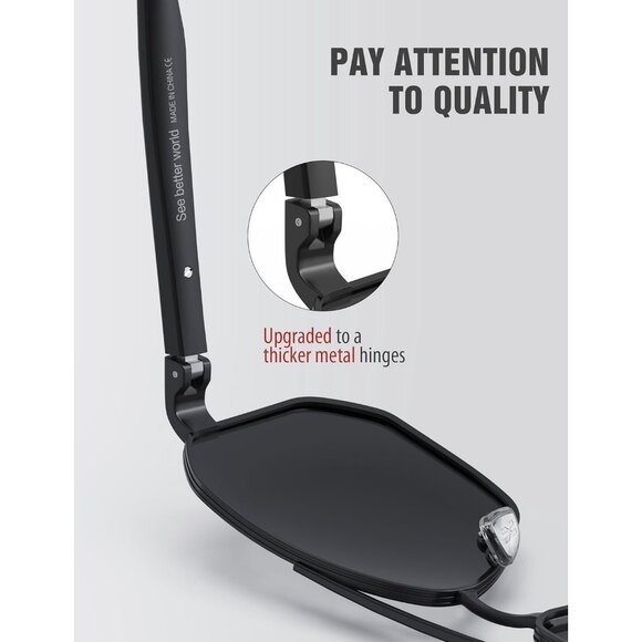 LUENX Mens Aviator Sunglasses Polarized Square 61mm UV400 Driving Outdoor Black - Picture 3 of 6